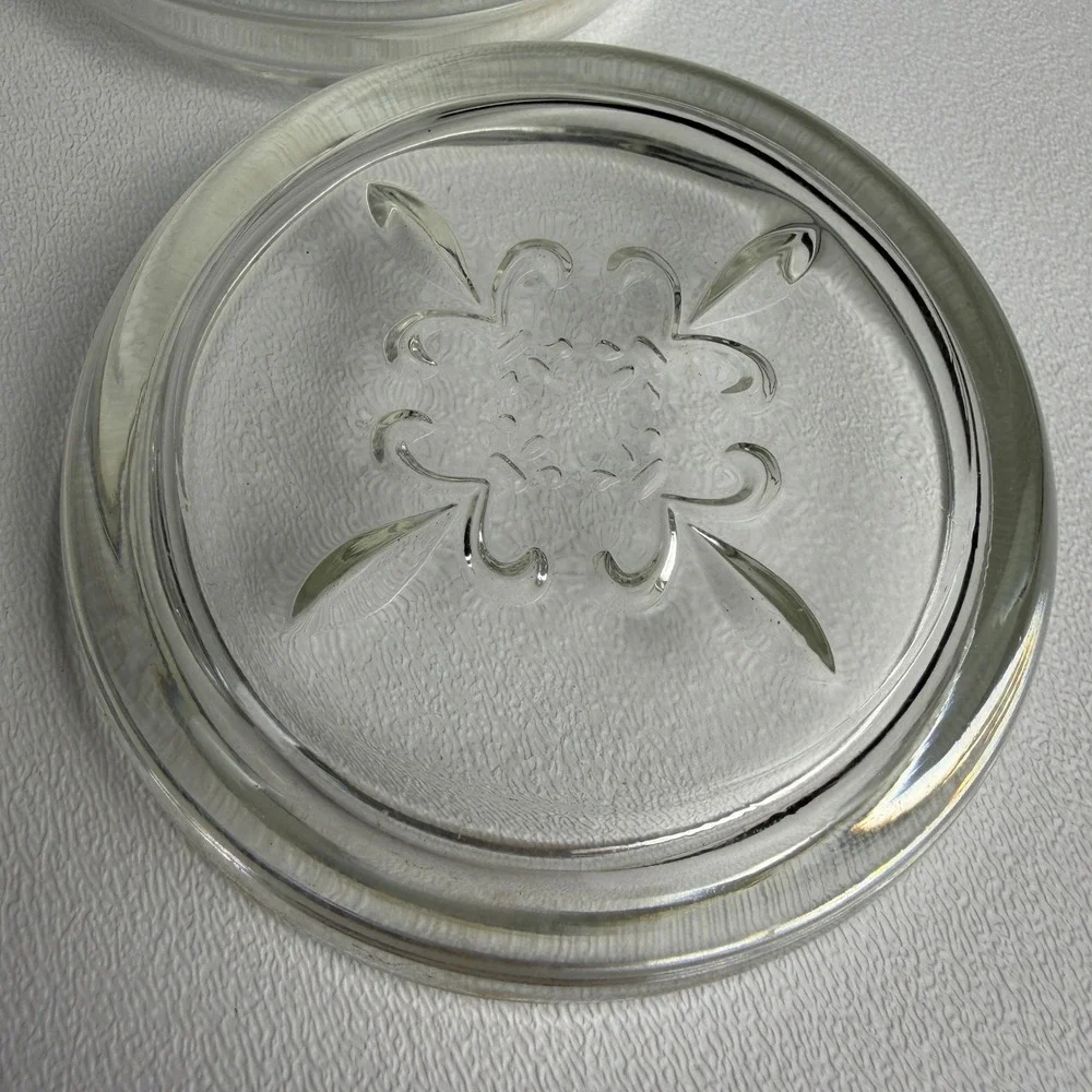 Princess House Coasters Clear Glass Etched Fleur-de-lis Set of 4 Vintage